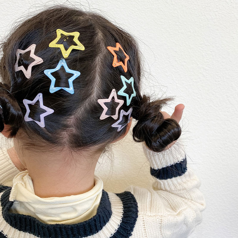 

10pcs Kids Girls Colorful Star Shaped Hairpins, Fashion Trendy Hair Accessories, Sweet Hair Clips, Ideal Choice For Gifts