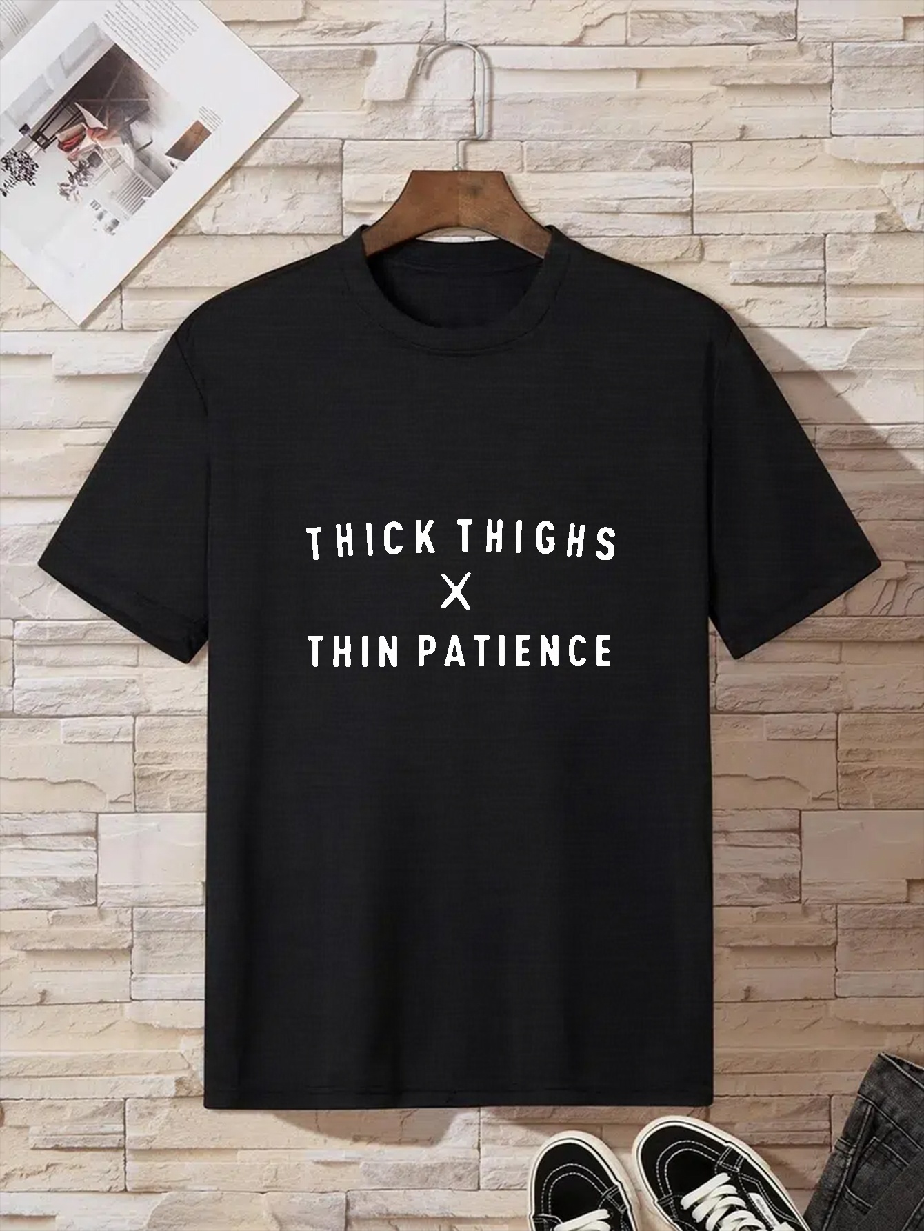 Men's Casual Thick Thigh Thin Patience Graphic Print Trendy - Temu
