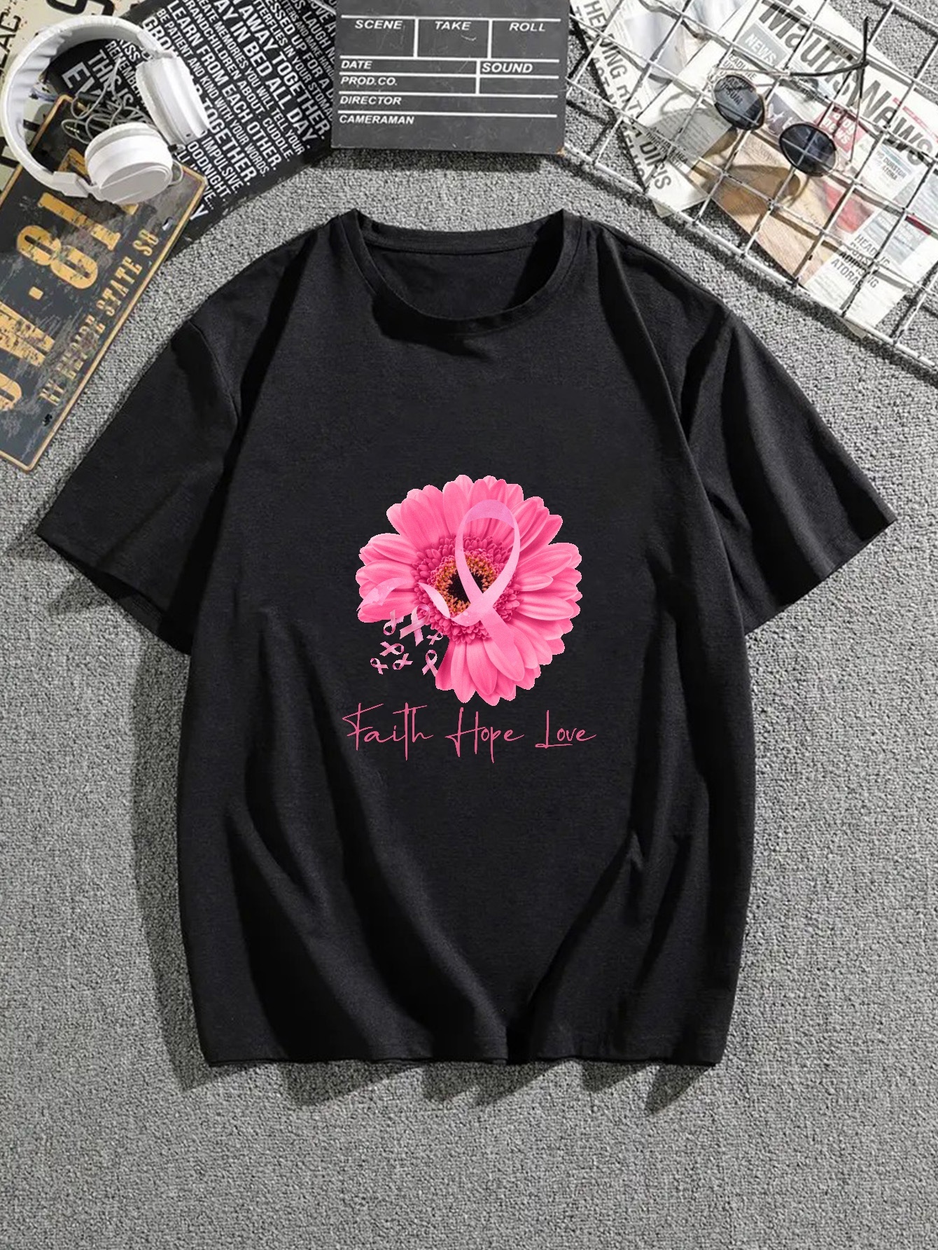 Camiseta Mangas Cortas Cuello Estampado Flor Temu