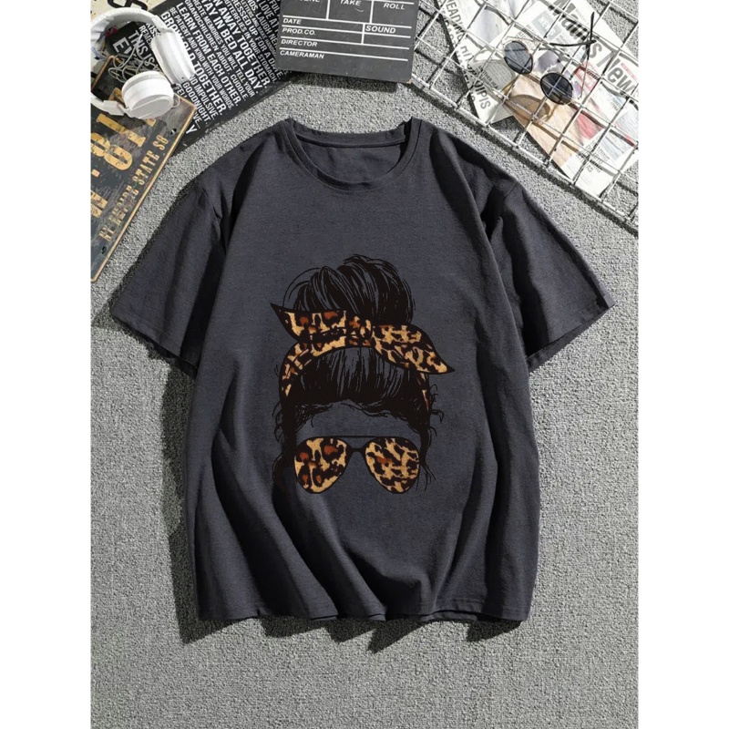 

Men's Casual Trendy Hip Hop Tees With Leopard Girl Print, Short Sleeve Crew Neck Oversized T-shirt For Summer Plus Size