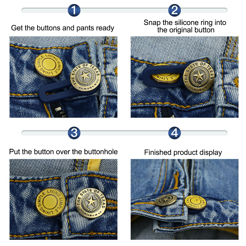 1PCS Metal Button Extender for Pants Jeans Free Sewing Adjustable  Retractable Waist Extenders Button Waistband Expander