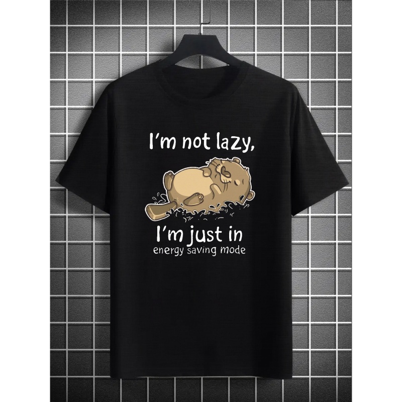 Men's "I'm Not Lazy" T-shirts, Casual Clothing, Crew Neck Tee Spring And Summer Plus Size Oversized Top