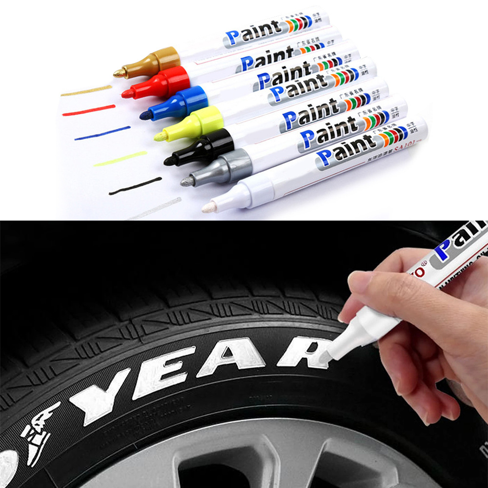 12 Colors White Waterproof Rubber Permanent Paint Marker Pen Car Tyre Tread  Environmental Tire Painting Dropshipping