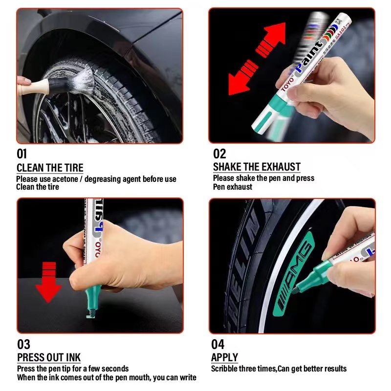 12 Colors White Waterproof Rubber Permanent Paint Marker Pen Car Tyre Tread  Environmental Tire Painting Dropshipping