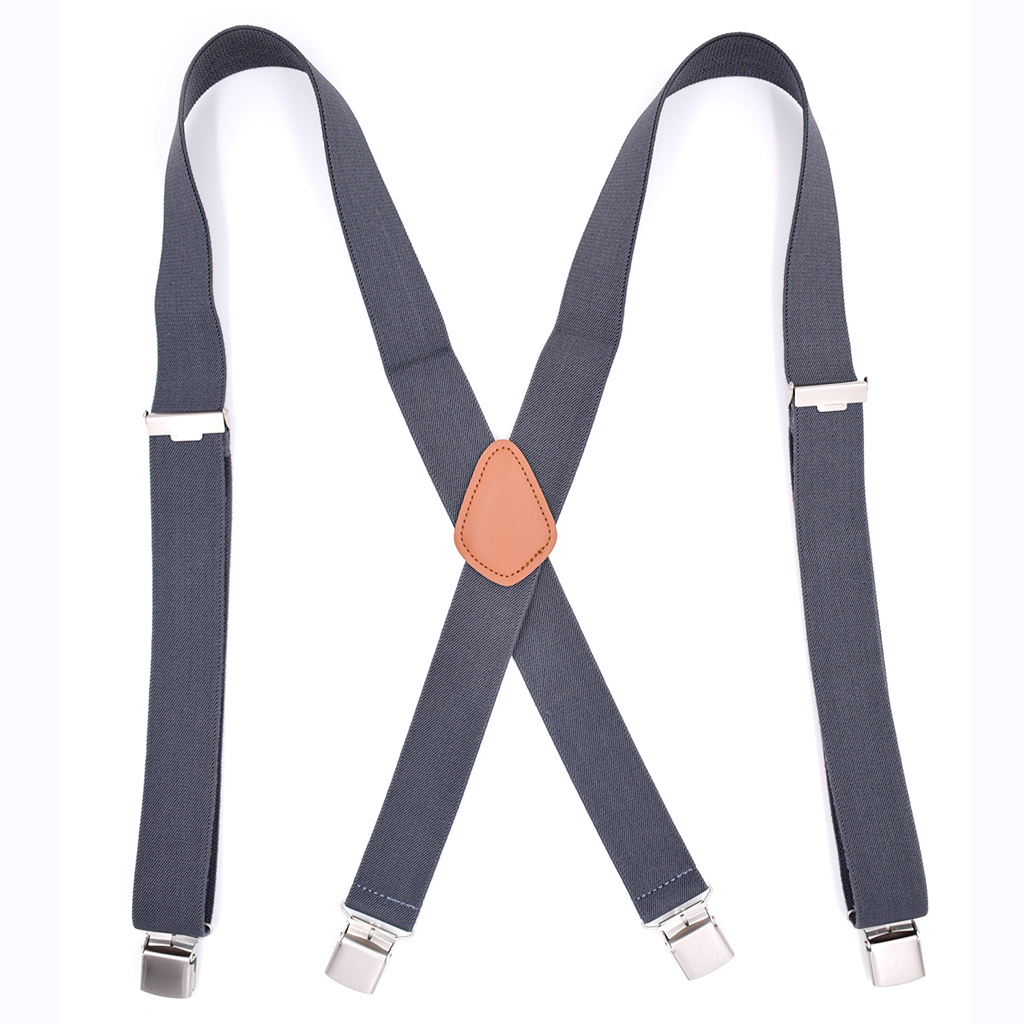 Plus Size 5cm Wide Men's Suspenders High Elastic Adjustable 4 Strong Clips Suspender Heavy Duty x Back Trousers, Pants Braces,Temu