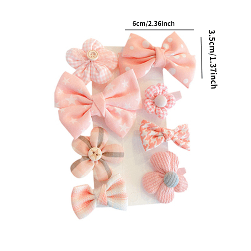 8pcs Girls Lovely Bow Knot Flower Decor Hair Clip Hair Pin Hair Accessories,free returns&free ship,Hairpin 1089-6,$3.49,Temu