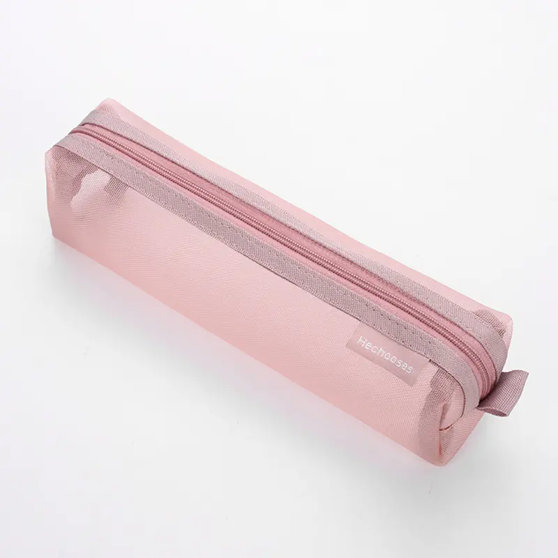 Simple Mesh Transparent Pencil Case Storage Pen Bag Zipper - Temu