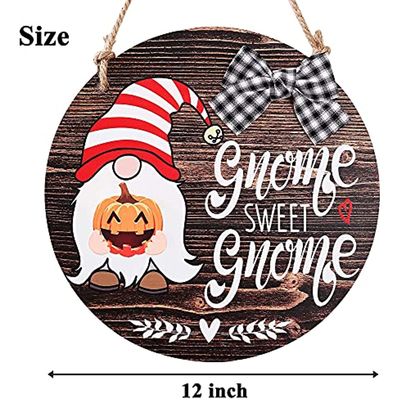 1pc, Brown Wooden Plaque (12''), Interchangeable Seasonal Gnome Welcome Sign, Wooden Welcome Hanging Sign, Outdoor Decor, Yard Decor, Garden Decorations