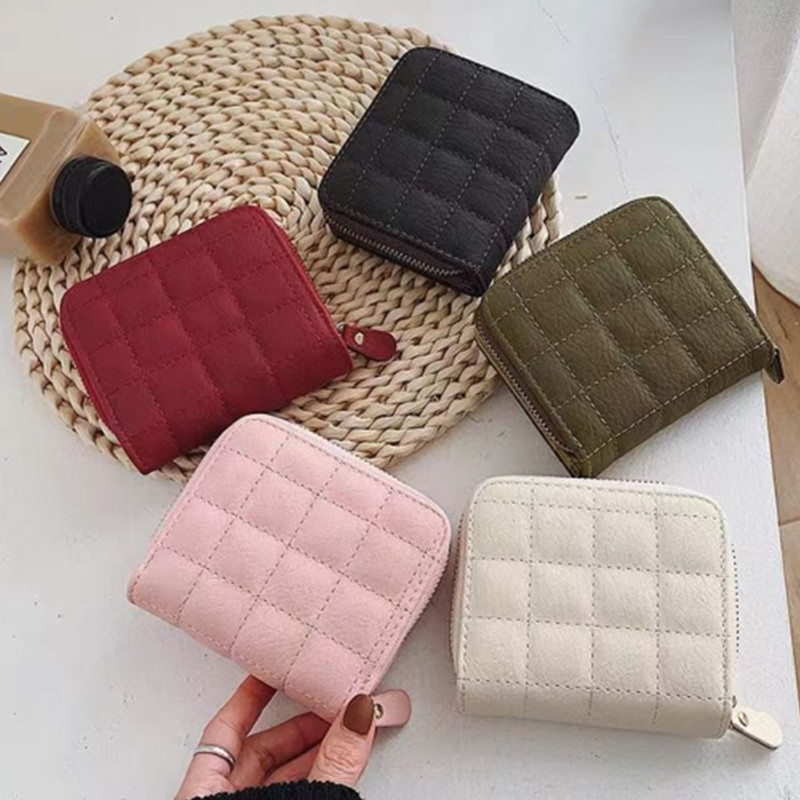 Simple Quilted Short Coin Purse, Women's Zipper Around Wallet, Solid Color Clutch  Purse - Temu