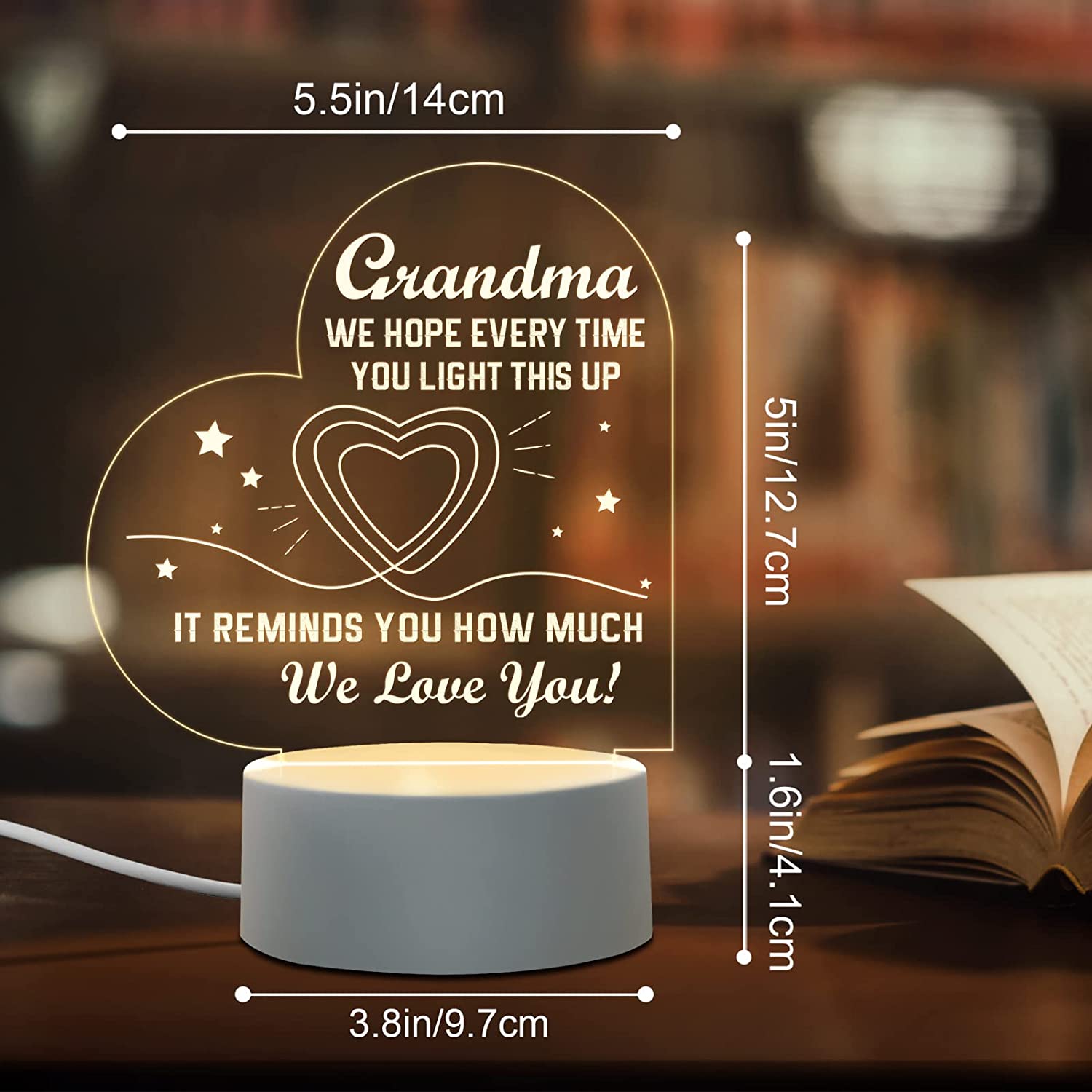 1pc Gifts For Grandma - Grandma Birthday Gifts Engraved Night Light, Best  Grandma Christmas Gifts, LED Lamp Present For Grandmother, Grandparent's  Day