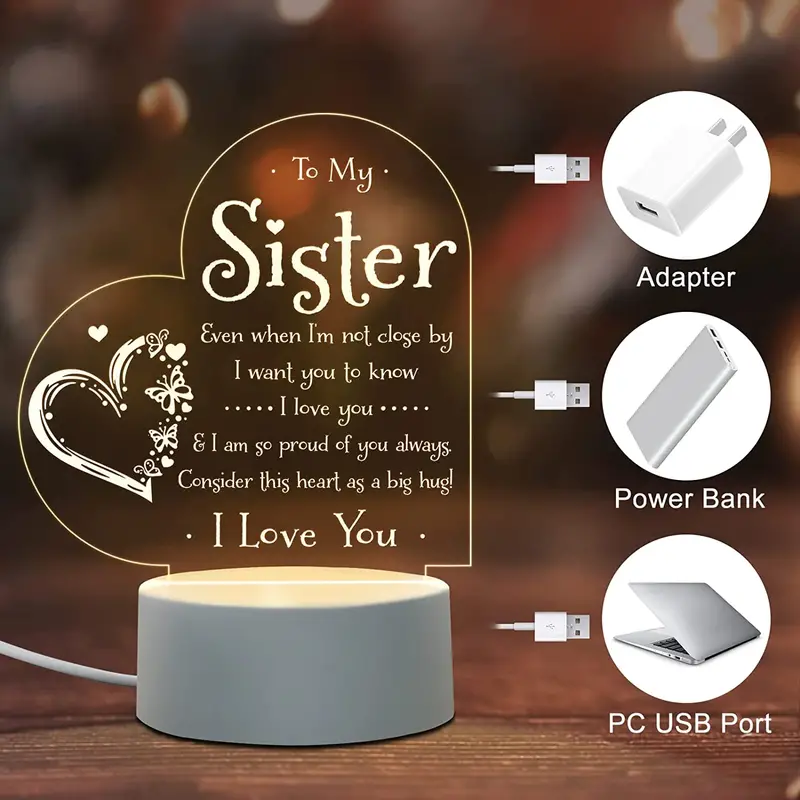 1pc 3d creative lamp sister gifts to my sister night light sisters gifts from sister brother birthday gifts for sister graduation christmas night lamp present details 3