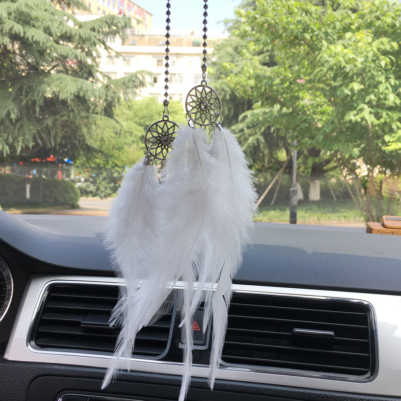 Dream Catcher Handmade Attrape-rêves Gris Plume Tenture Murale Ornement  Voiture Intérieur Rétroviseur Pendentif Charme de