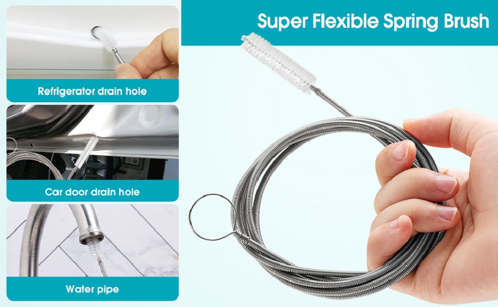 75/155cm Feeding Tube Cleaning Brush Durable Flexible Slim Drain Hole  Cleaning Tool Drain Dredging Remover Tool for Refrigerator