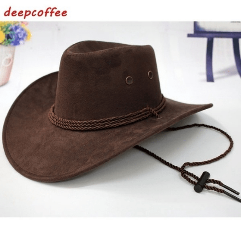 TEMU Men And Women Jazz Wind Panama Cowboy Cowgirl Western Hat Fashion Western Hut, Halloween