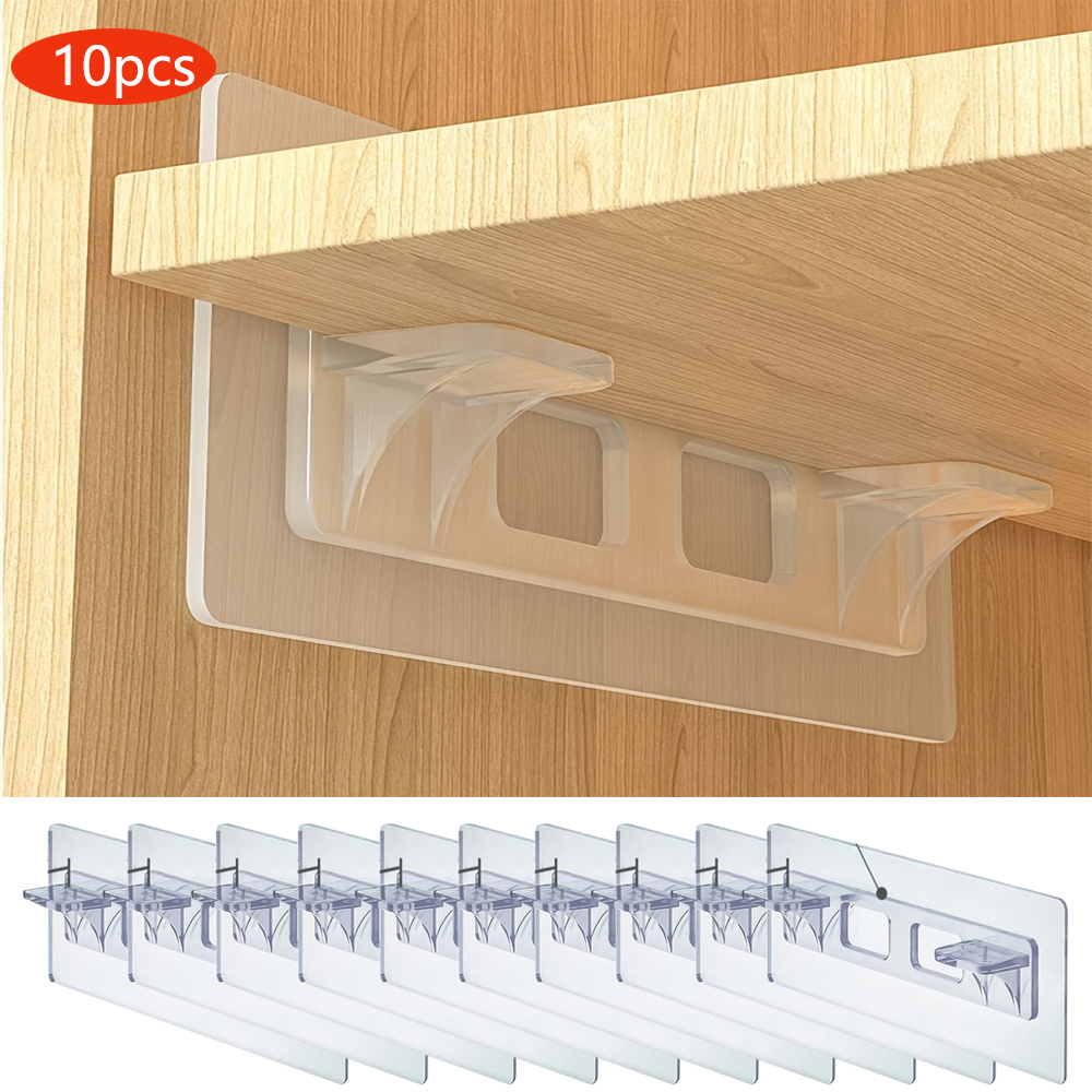 10pcs Punch Free Adhesive Shelf Bracket For Kitchen Cabinet Book Shelves