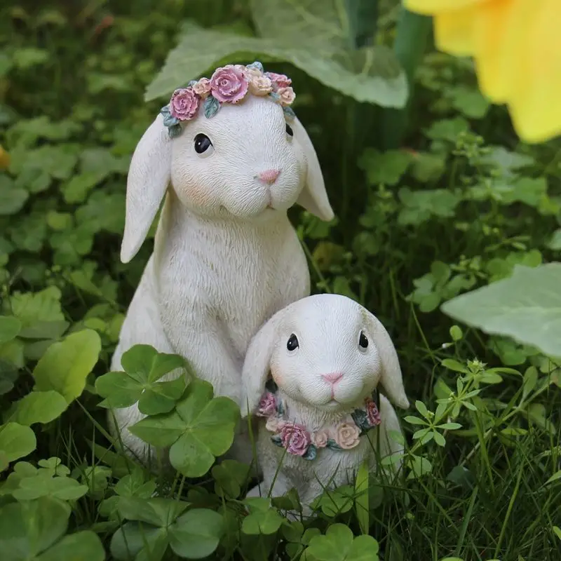 Cute Rabbit Animal Garden Lawn Outdoor Sculpture Decoration Easter Decoration