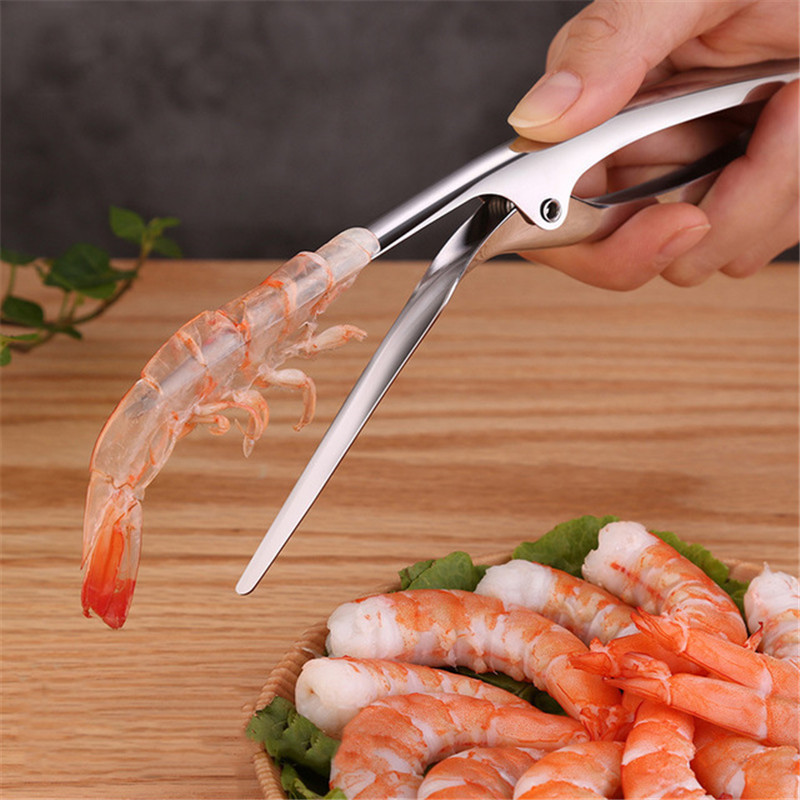 1pc stainless steel shrimp peeler tong prawn   peeling plier portable shrimp opener lobster remover peel kitchen seafood tool kitchen gadgets kitchen tools details 0