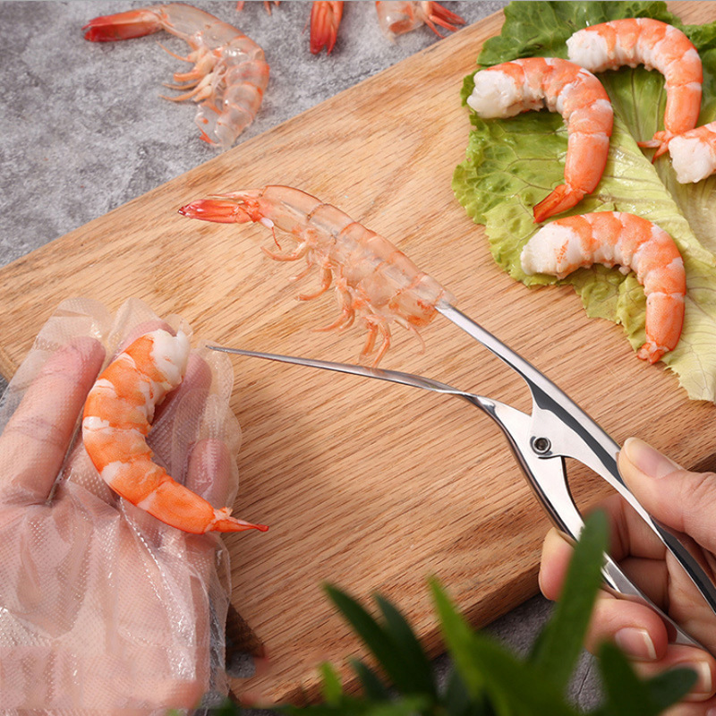 1pc stainless steel shrimp peeler tong prawn   peeling plier portable shrimp opener lobster remover peel kitchen seafood tool kitchen gadgets kitchen tools details 1