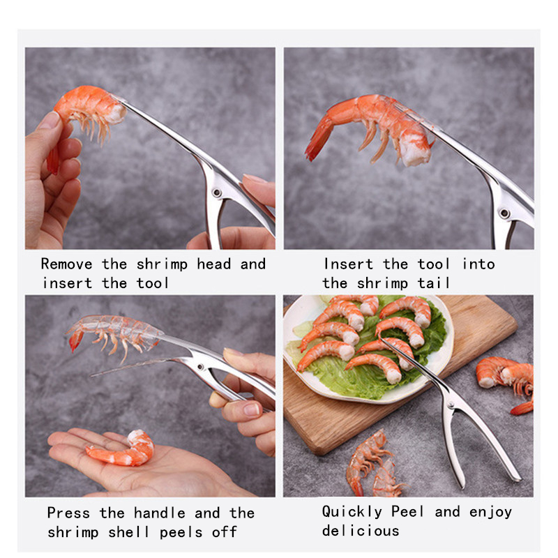 1pc stainless steel shrimp peeler tong prawn   peeling plier portable shrimp opener lobster remover peel kitchen seafood tool kitchen gadgets kitchen tools details 2