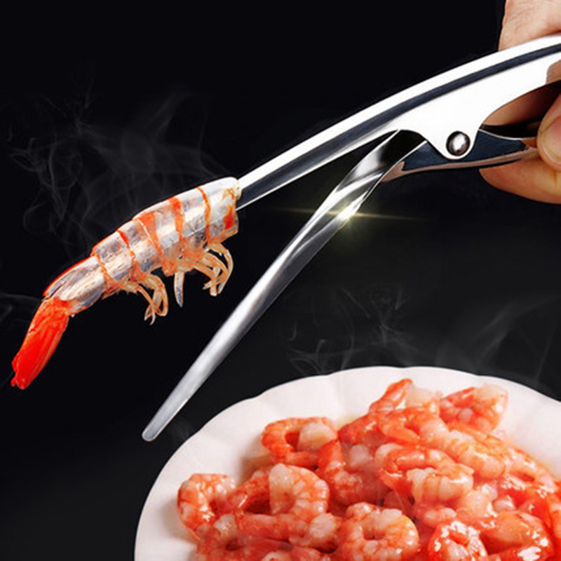 1pc stainless steel shrimp peeler tong prawn   peeling plier portable shrimp opener lobster remover peel kitchen seafood tool kitchen gadgets kitchen tools details 10