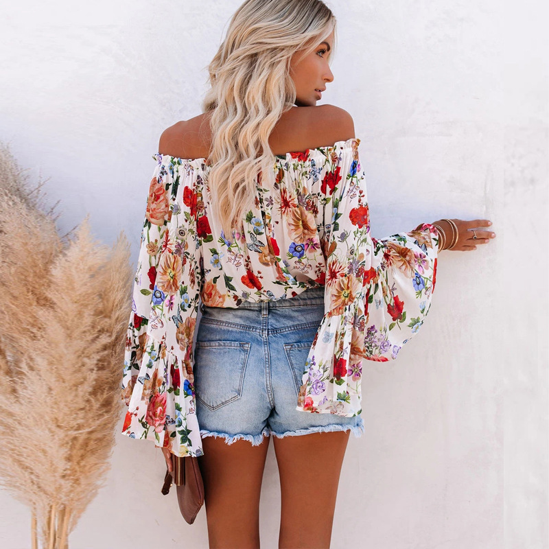 LuLaRoe Boho Flowy Floral Print Blouse Top Scooped Neck Short