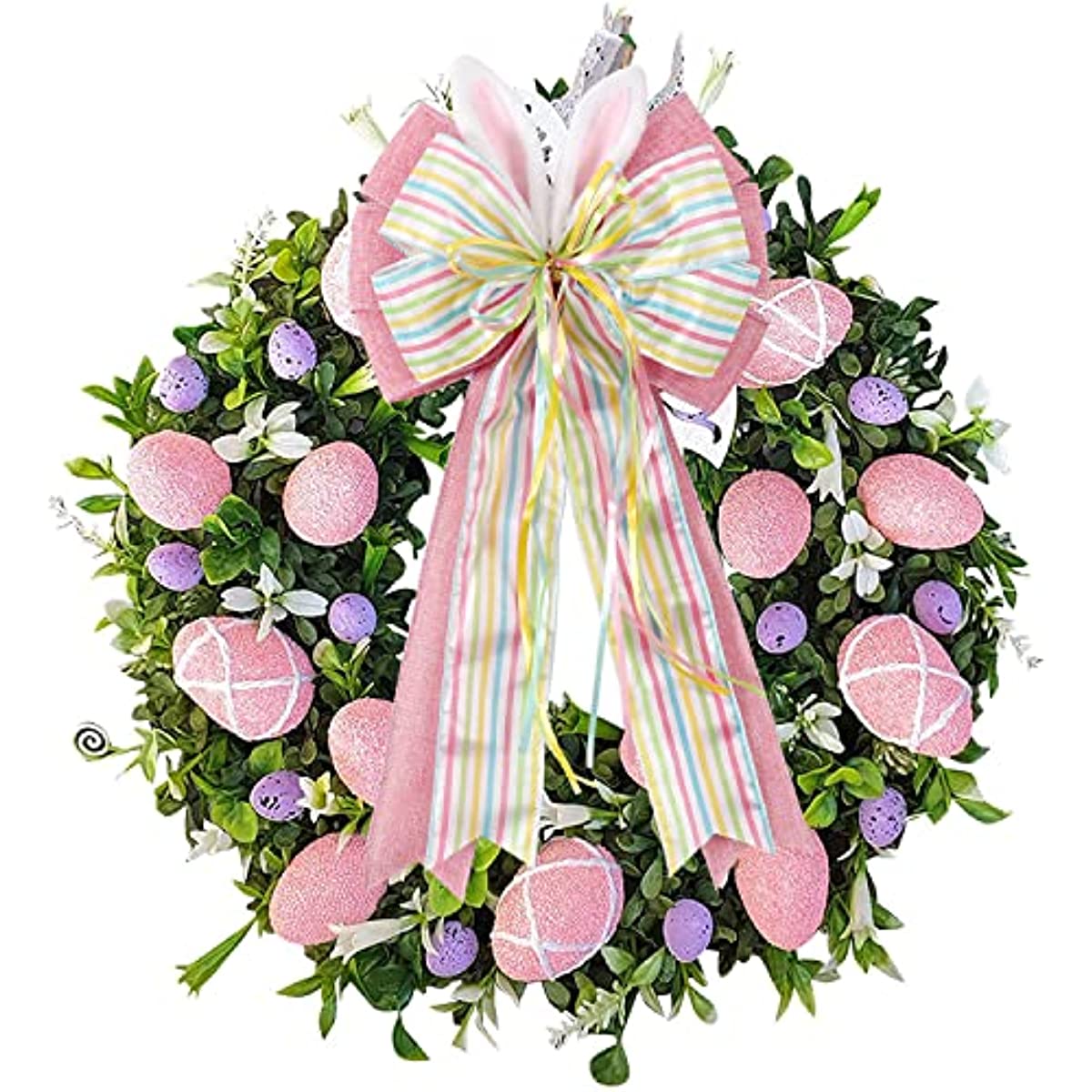 Bunny Ears Pink Easter Wreath Bow