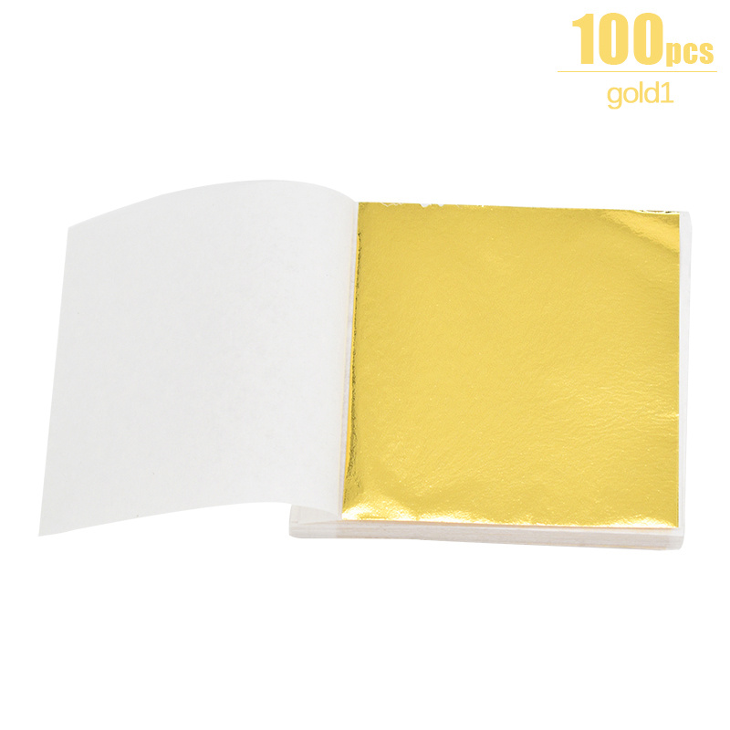200× Imitation Gold Silver Leaf Sheets Foil Paper for Gilding Craft Art  Decor US