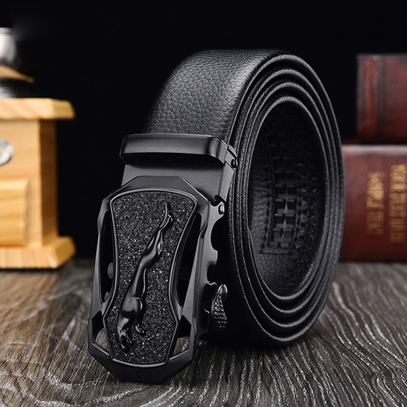 Men's Leather Belt Metal Automatic Buckle Brand High Quality Luxury Belt  For Men Famous Work Business Black Cowskin Strap - Temu United Arab Emirates