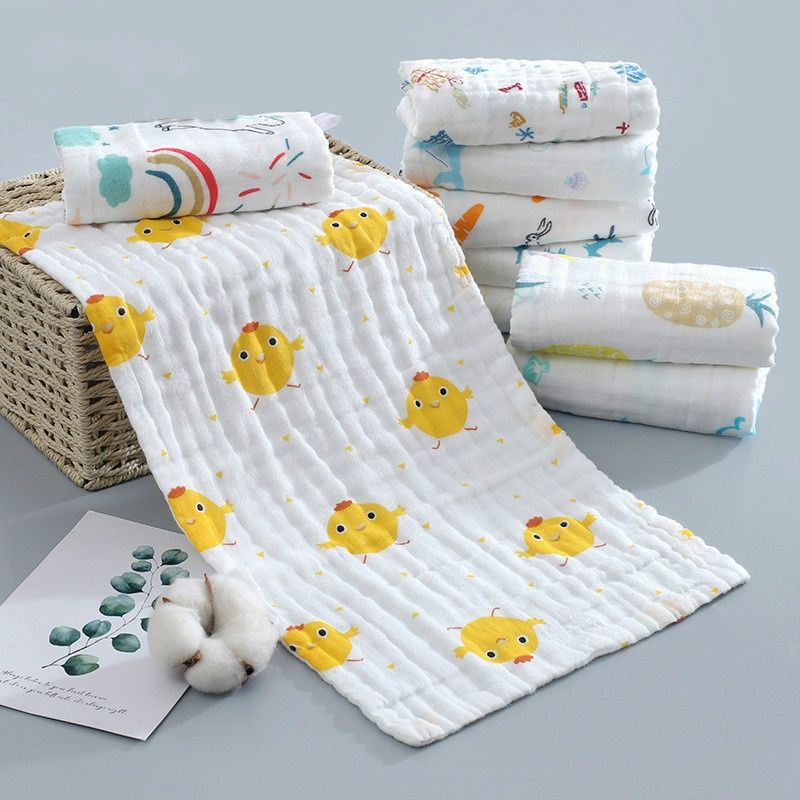 100 Cotton Six Layers Of Gauze Baby Cartoon Handkerchief Child Toddler Bibs  Feeding Bibs - Baby Products - Temu