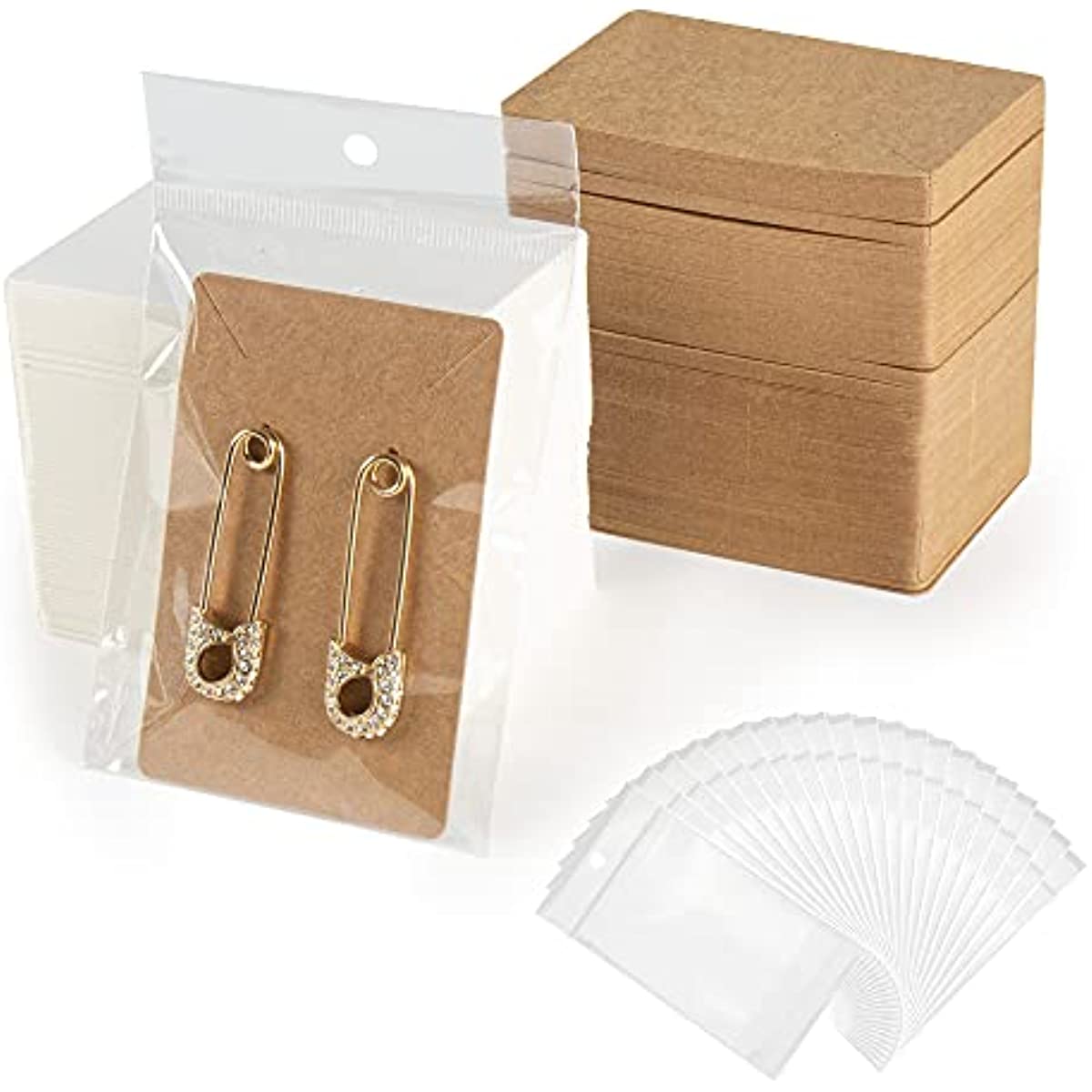 100Pcs Kraft Earring Cards Necklace Display Cards Brown Paper Ear Studs  Display Cards Personalized Jewelry Cards for Selling Hanging Earring and  Necklace DIY Crafts and Retail(3.5x2.4) Kraft*100pcs