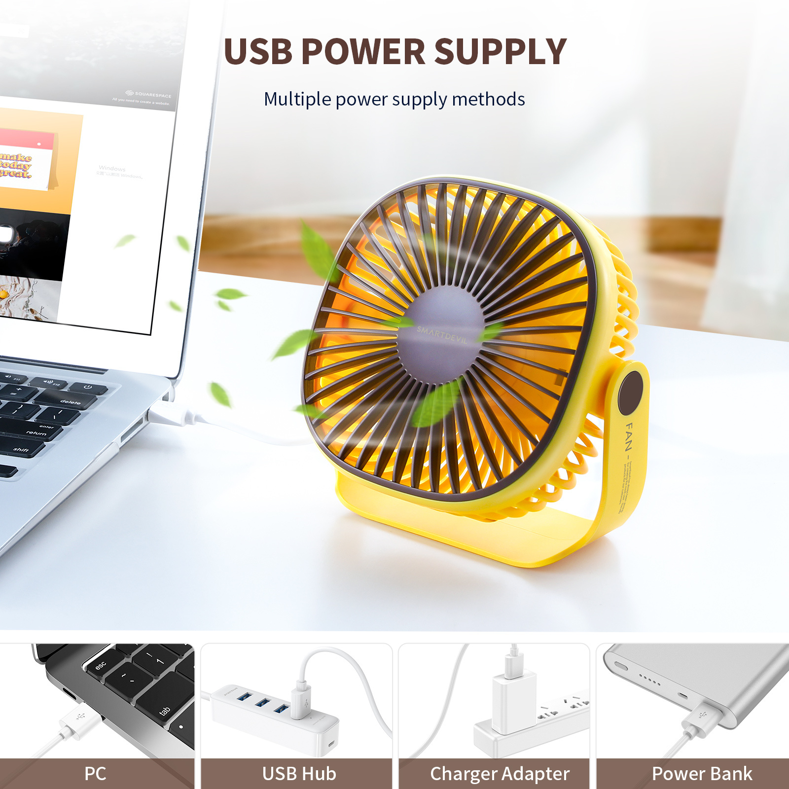 Smartdevil Rechargeable Desk Fan Portable Personal Battery Temu