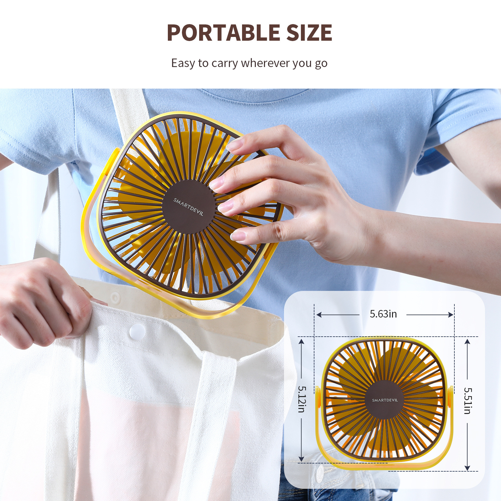 Smartdevil Rechargeable Desk Fan Portable Personal Battery Temu