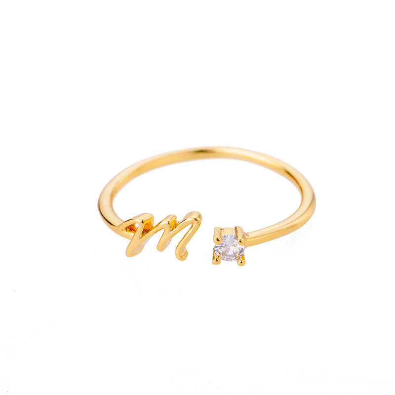 Delicate Initials Letter Rings For Women Stainless Steel Letter Finger Adjustable A-z Name Ring Boho Aesthetic Jewelry Birthday Gift
