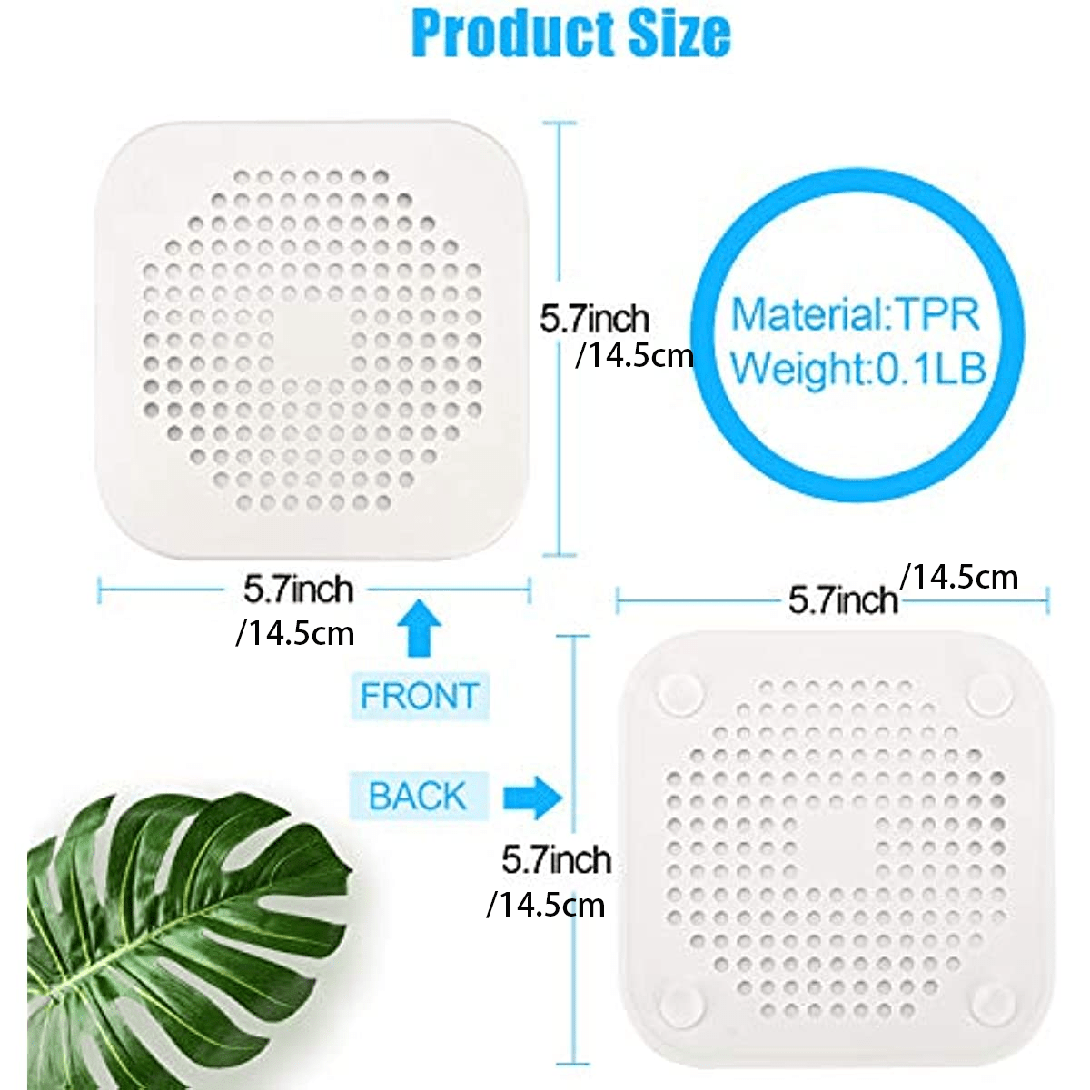 Shower Drain Hair Catcher - Silicone Square Drain Cover for Shower or  Kitchen Drain - Catches Hair & Debris Without Blocking Drainage - 5.7- inch