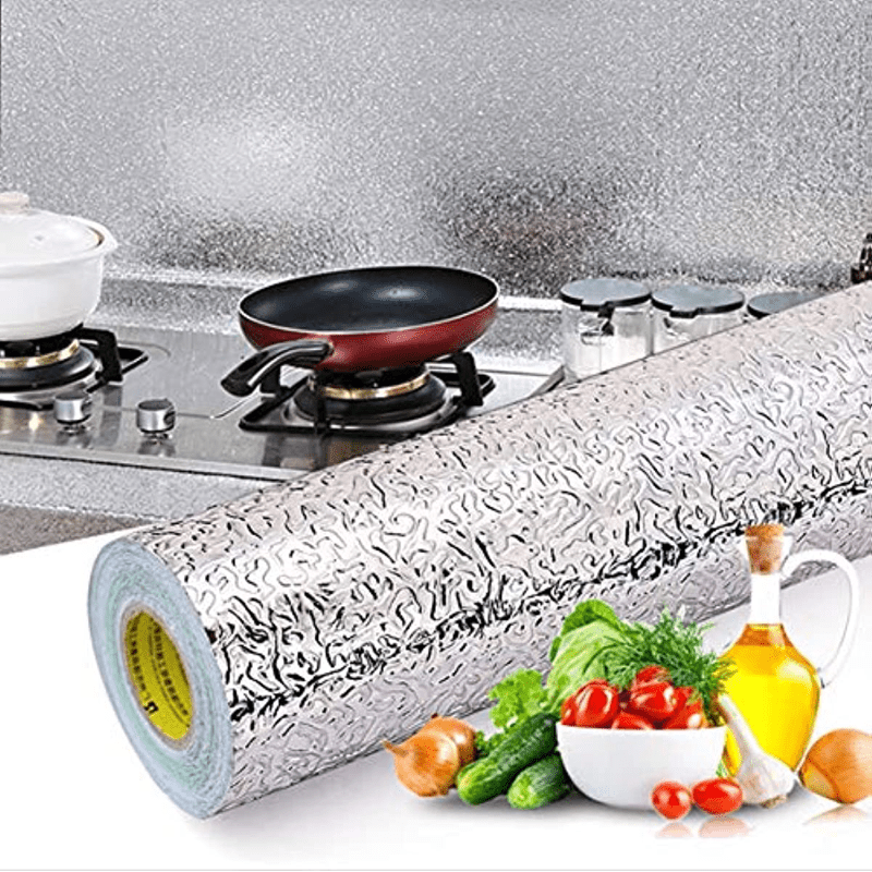 Silver Stainless Steel Contact Paper Peel and Stick Aluminum Foil Sheet  Wallpaper Waterproof Heat Resistant Oil Proof Wall Film for Kitchen  Backsplash Countertop Cabinet
