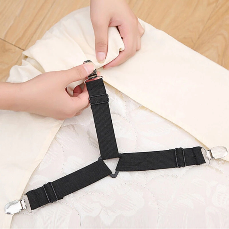 Bed Sheet Holder Straps, 8 Pcs Bed Sheet Fasteners Adjustable Triangle  Elastic Suspender Mattress Corner Clips With Heavy Duty Grippers Black
