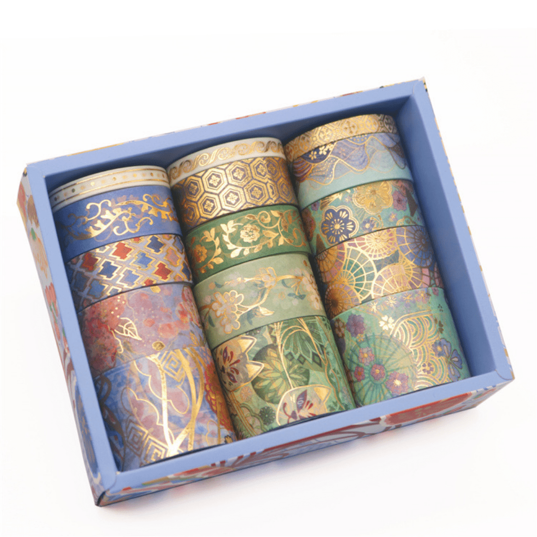 Gold/ Washi Tape - 6 Rolls Japanese Washi Tape, Wide Pretty Flowers Washi  Masking Tape, Perfect for Journal, Book, Planner