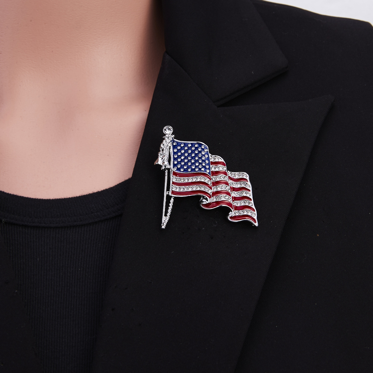 Rhinestone USA Star Pin