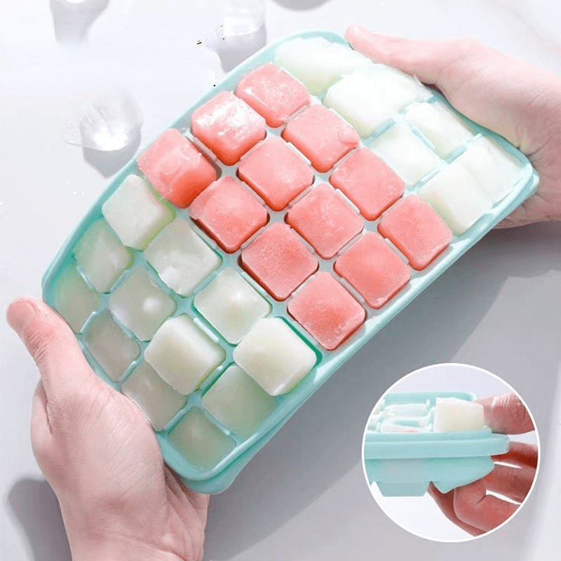 Stackable Silicone 6-Grid Ice Cube Trays with Lid Super Easy Release Ice  Cube Molds- Tray