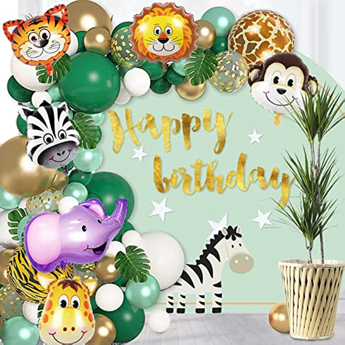 Globos de animales de safari de selva, 10 piezas de suministros de fiesta  temática de selva, decoraciones de cumpleaños salvaje, zoológico gigante