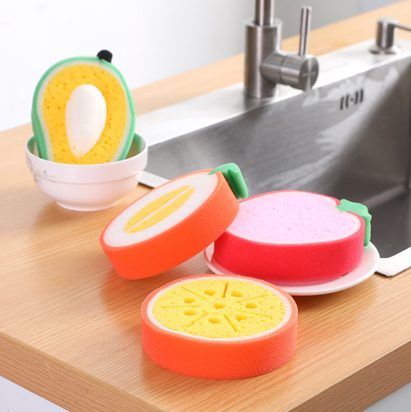 Esponja de limpieza con forma de fruta de dibujos animados lindos platos de  lavado de platos de esponja Herramientas de limpieza creativa almohadilla