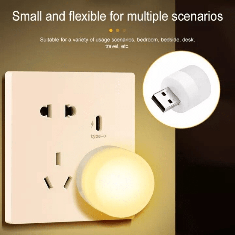 Housoutil 2pcs Square Small Night Lamp Modern Night Light USB