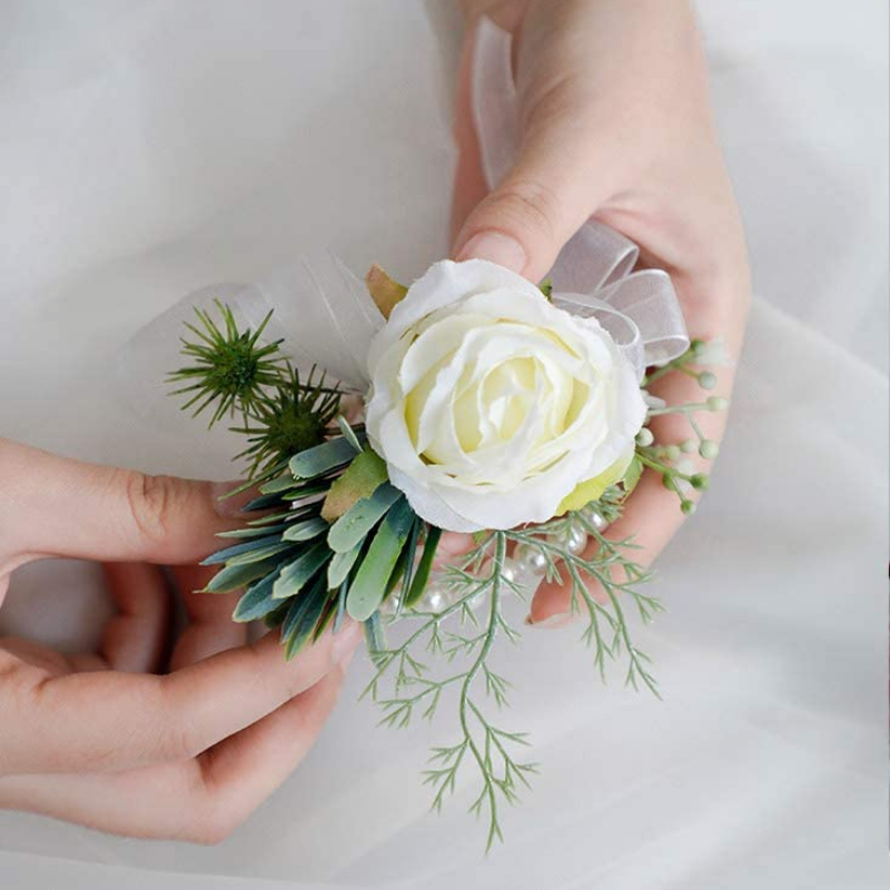 Men's Corsage For Suit Wedding Party Groom Clip-On Artificial Flower Brooch