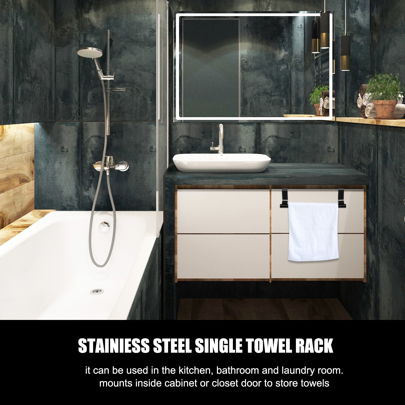 No Drill Over Door Towel Bar for Kitchen and Bathroom Organization