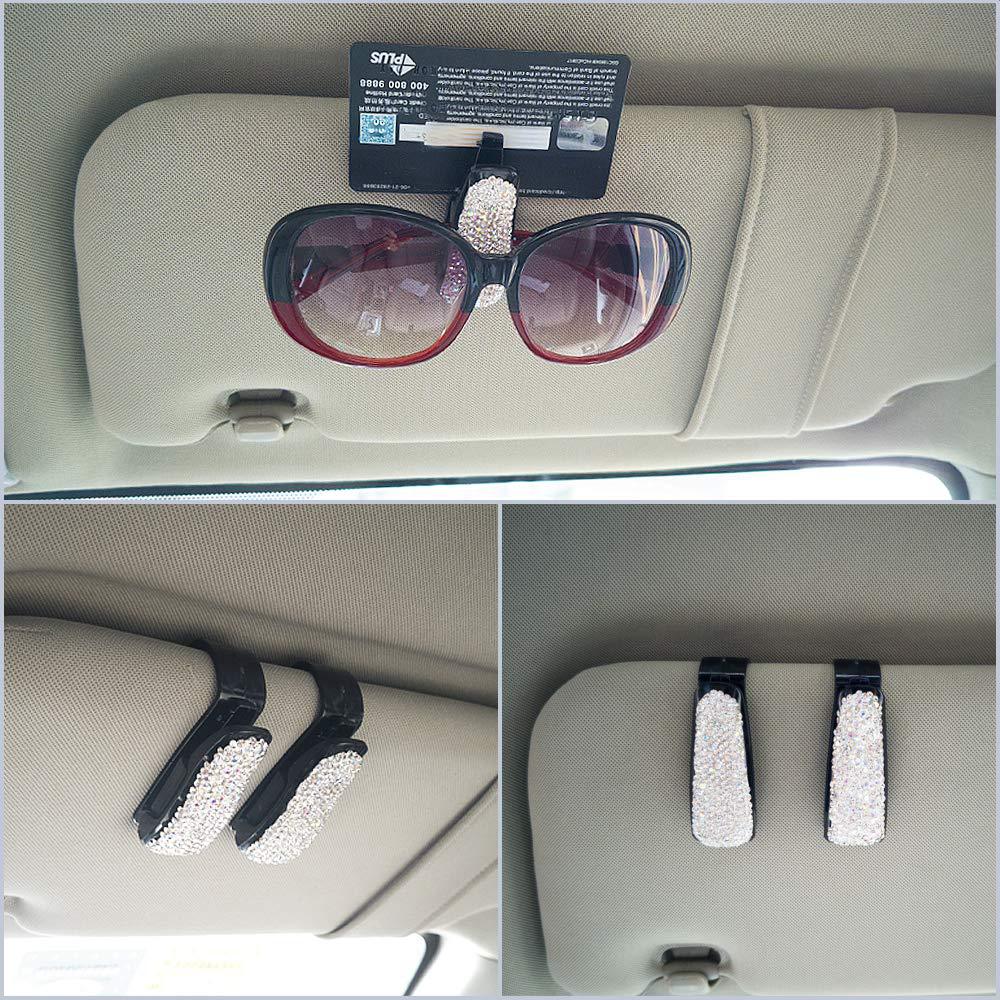 Car Artificial Diamond Glasses Clip Sunglasses Holder - Temu