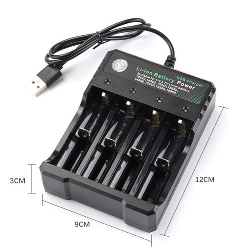 4pcs Dual Slot Wall Charger US Plug For 18650 3.7V Rechargeable Li-ion  Battery