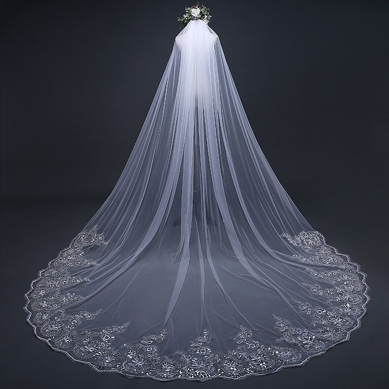lace edge wedding veil one layer white ivory bridal veil cathedral