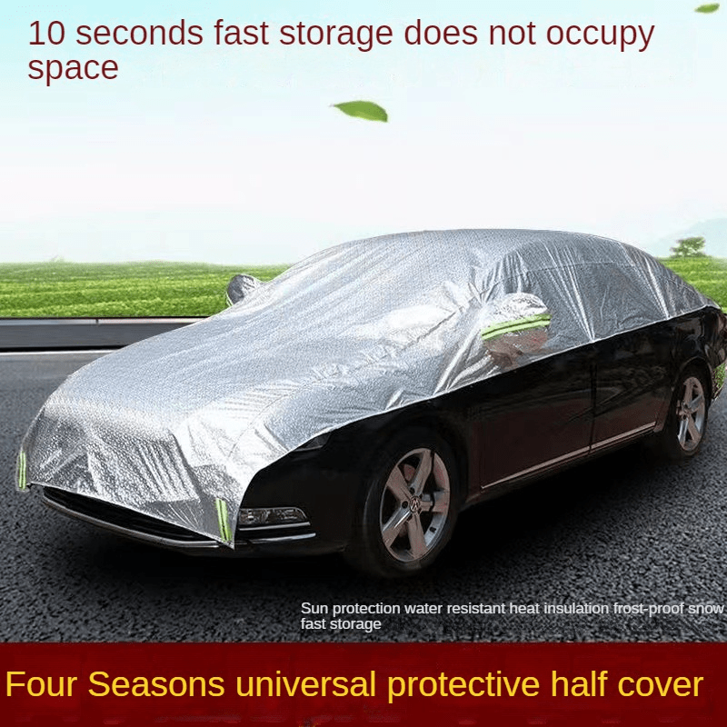 Half Car Cover Sunshade Uv Snow Dust Rain Resistant Auto Half Body Cover  330x163cm 335x168cm Compatible With Car Auto Sedan Suv