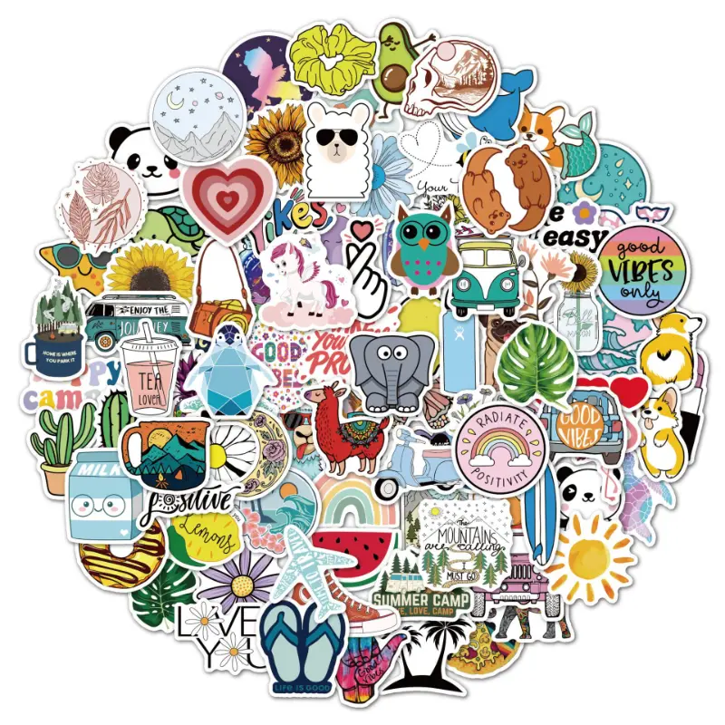 100pcs Cartoon Aesthetic Stickers Waterproof Stickers For Laptop