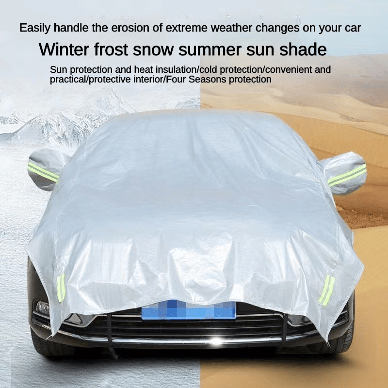 Universal Half Car Cover Sunshade Cover Outdoor Sun Reflection Aluminum  Film Waterproof Auto Cover For Sedan Hatchback Suv I8V8 